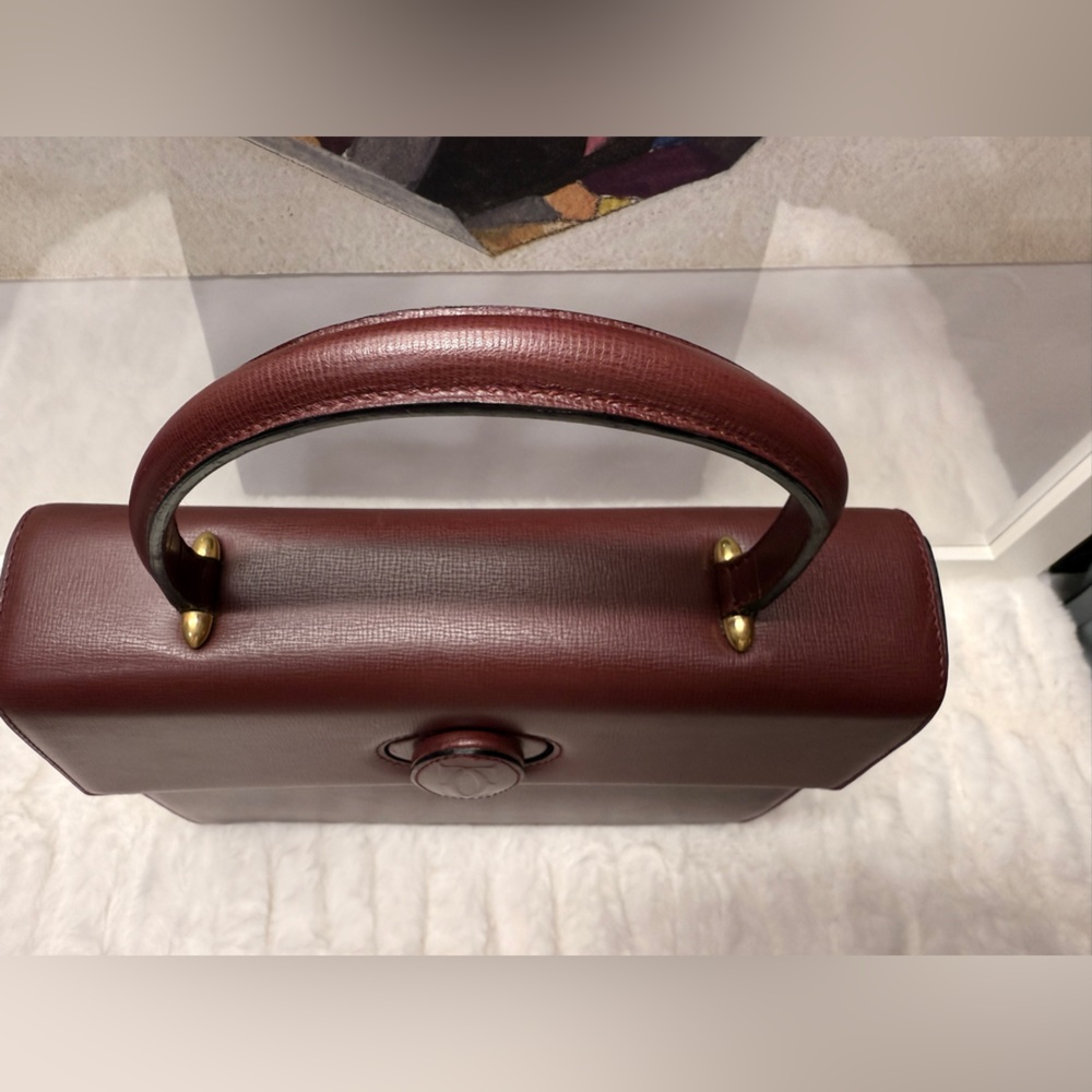 CARTIER Bordeaux Leather Top Handle Handbag-SKU1 - Picture 3 of 11